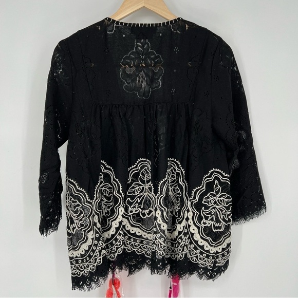 Hemant & Nandita Anthropologie Lace embroidered cape jacket‎ blouse size small - Picture 12 of 14